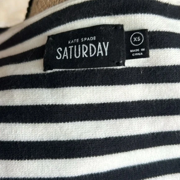 Kate Spade Saturday black and white stripe sleeveless mini dress w back cut out - Picture 9 of 15